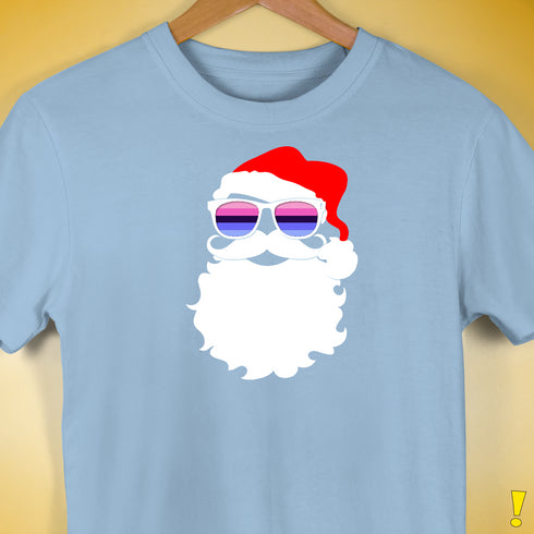 Santa’s Omnisexual Pride Flag Shades Premium Unisex T-Shirt - Baby Blue